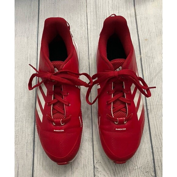 Red Adidas Icon Boy Baseball Cleats Shoes, Size Youth 5 - Picture 2 of 4